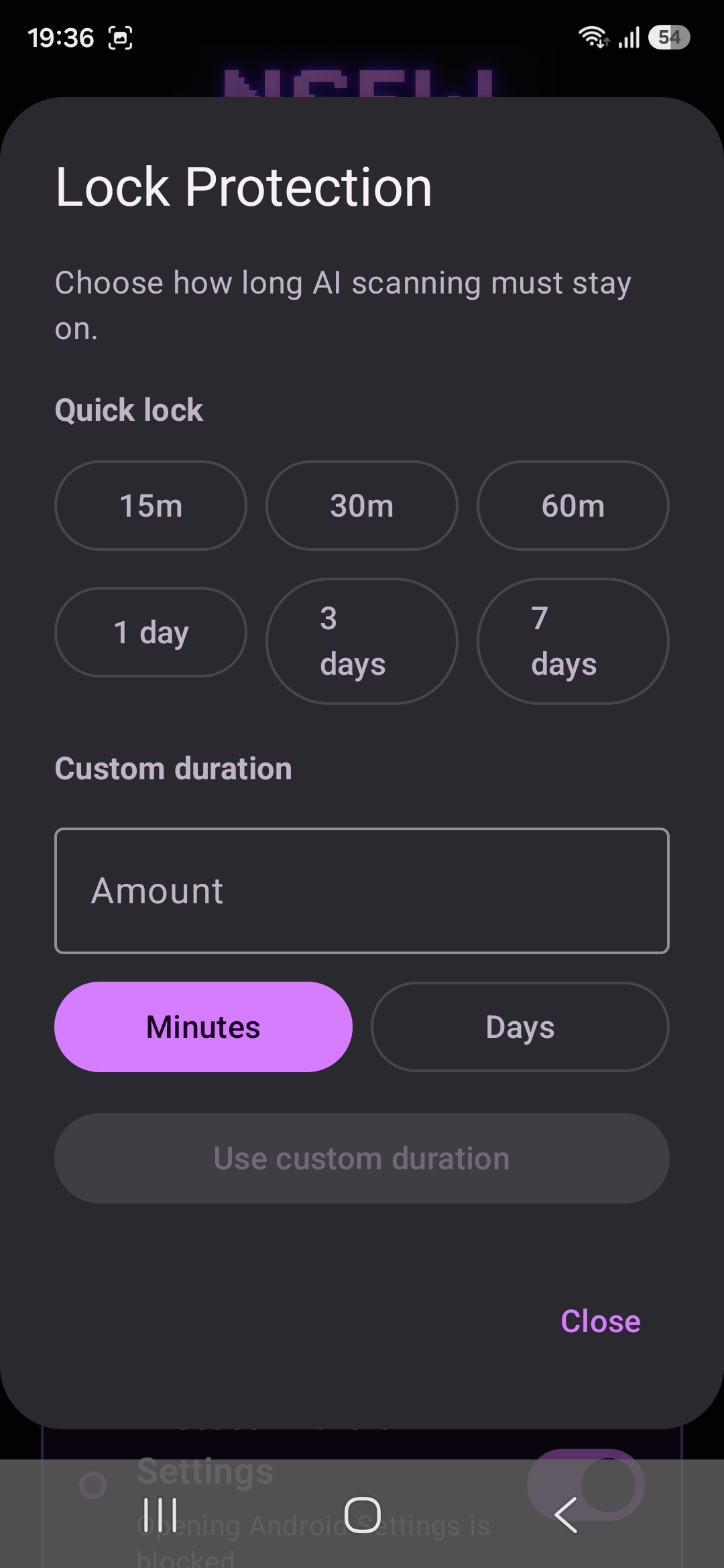 NSFW Locker Lock Protection duration choices