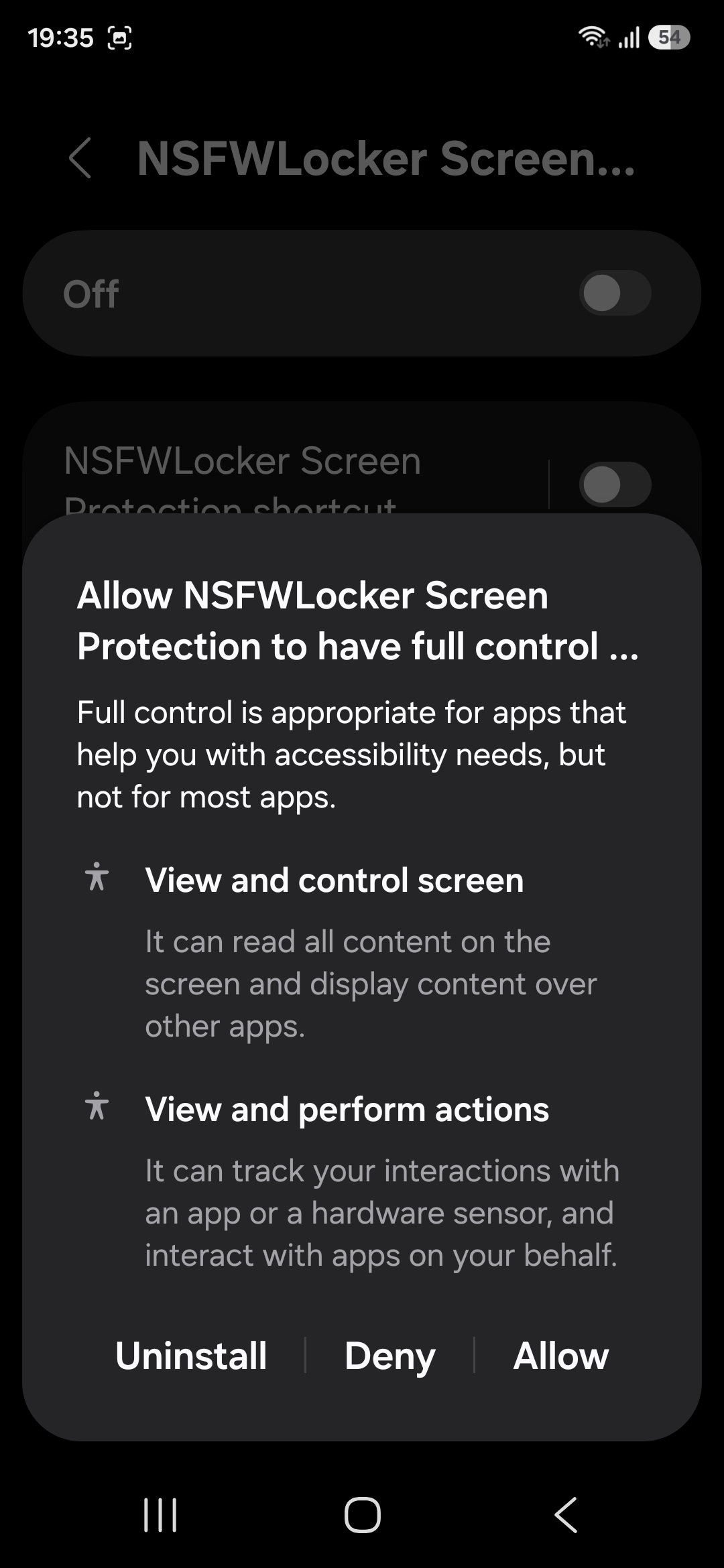 Android Accessibility permission for NSFW Locker